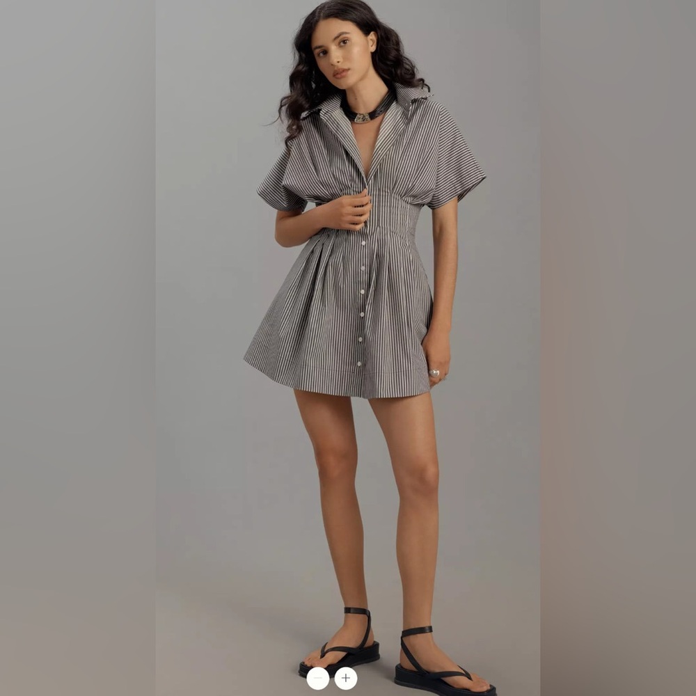Anthropologie Black and White Striped Mini Dress